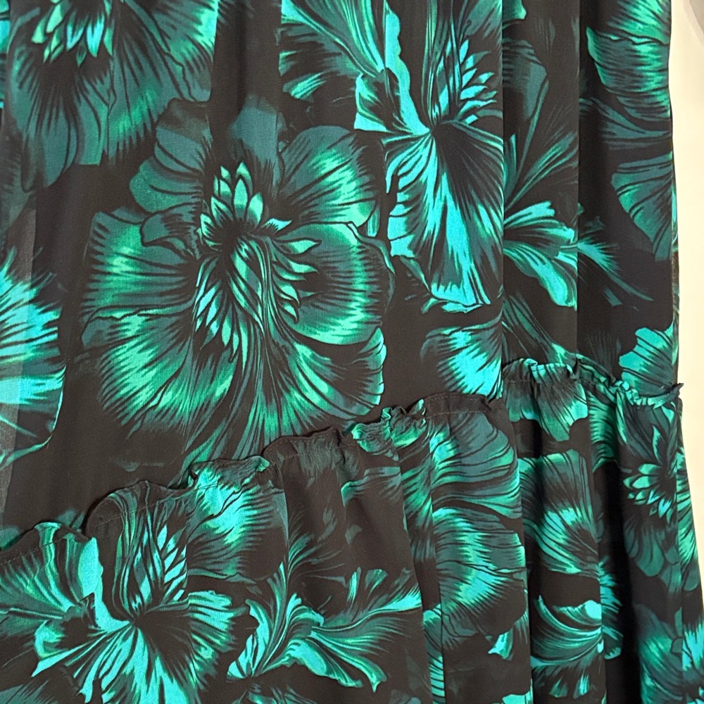NWT WHBM White House Black Market Dress Emerald Green Floral Sheer Sleeve Sz 12 - Picture 12 of 13